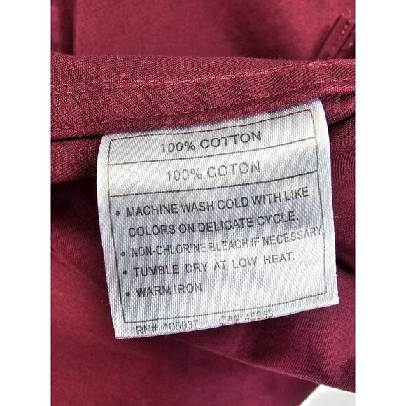 Ariat Size Medium Mens Burgundy Button Down Embroidered Chest Neck Logo Shirt - Picture 6 of 11